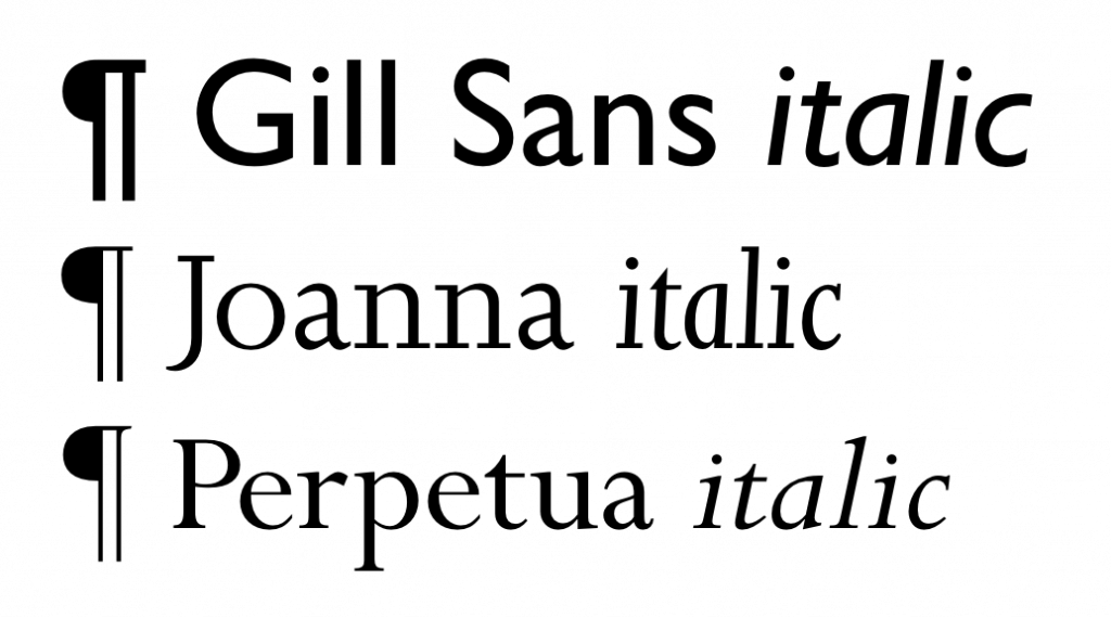 Gill Sans, Joanna and Perpetua Gill Sans, Joanna and Perpetua font specimens